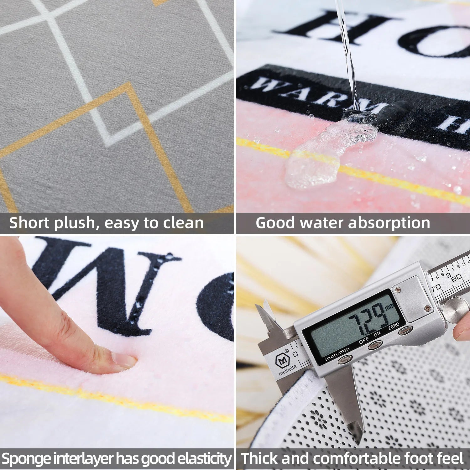 1 pieza Felpudo con diseño floral y letras Alfombra para puerta Alfombra de baño, cocina y jardín Antideslizante Alfombra pequeña para el hogar Alfombra de bienvenida para cocina